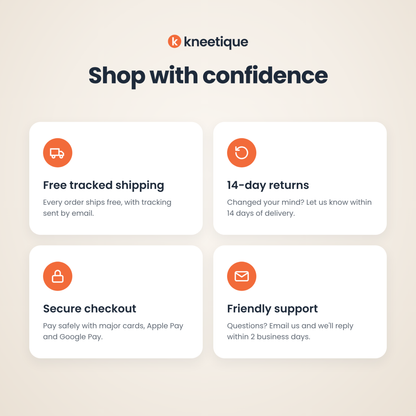 Free tracked shipping, 14-day returns, secure checkout and friendly support